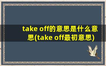 take off的意思是什么意思(take off最初意思)